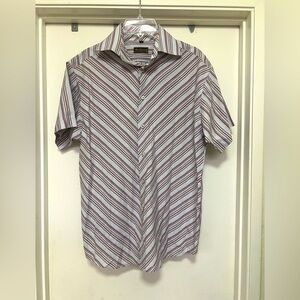 Ben Sherman striped, short sleeve, button up - size L. Blue/red